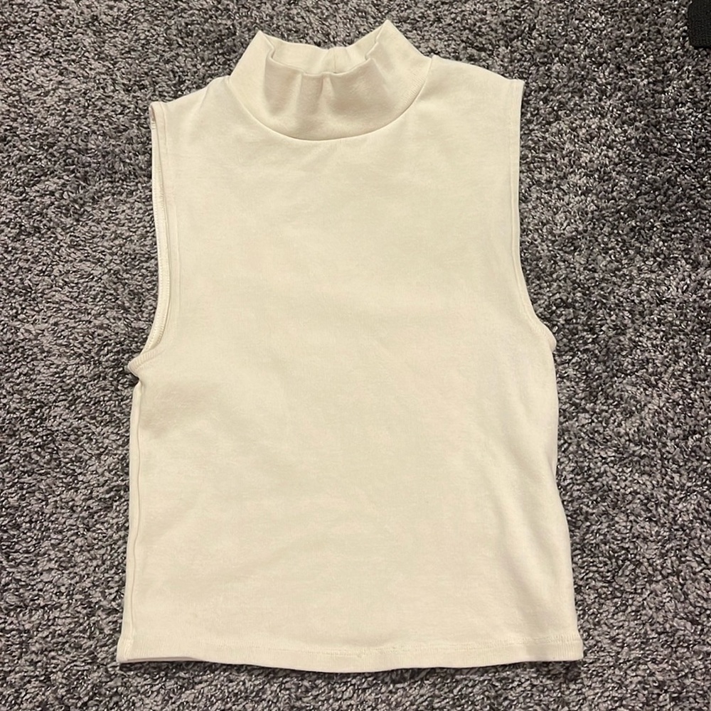 ZARA HIGH NECK CREAM TOP